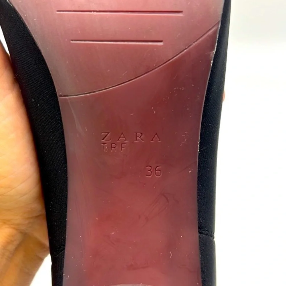 Zara - Black Polyester Sock Ankle Boots With Clear Laminated Heels Size 36